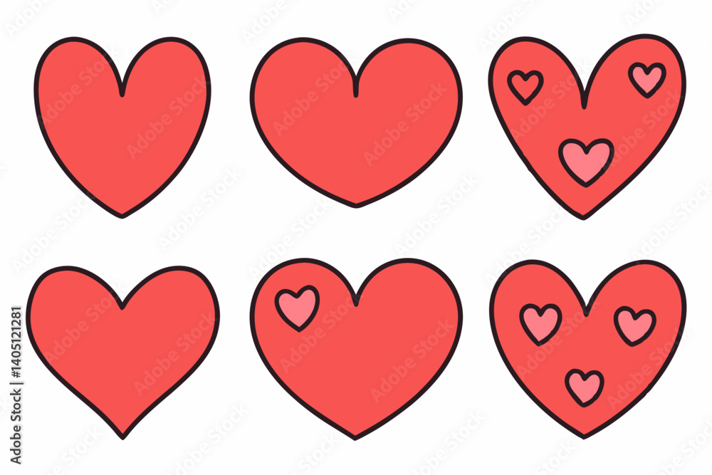 Heart Vector Icons Red Doodle Love Symbols Vector Set Heart Vector Icons Red Doodle Love Symbols Vector Set