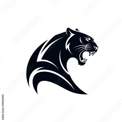 panther,panther face silhouette vector line art logo design