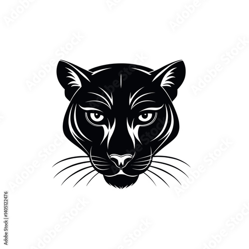 panther,panther face silhouette vector line art logo design