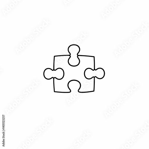 Simple Line Drawing of a Puzzle Piece Solution, Teamwork, and Connection Concept