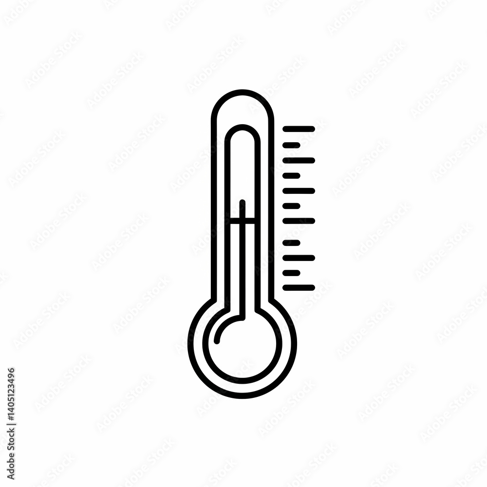 Simple Line Drawing of a Thermometer for Measuring Temperature Simple Line Drawing of a Thermometer for Measuring Temperature