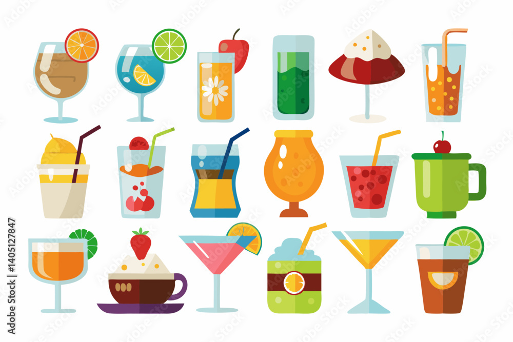 Drink Vector Icons Set Illustrations Drink Vector Icons Set Illustrations