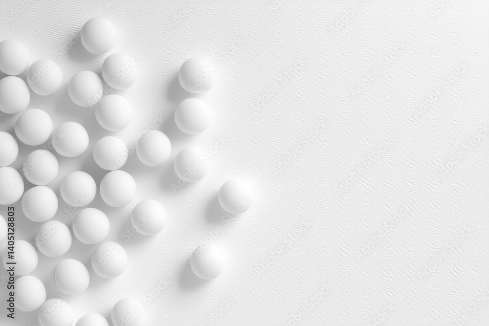 White spheres clustered on white background White spheres clustered on white background