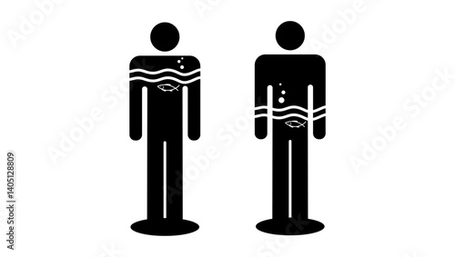Dehydration symbol, black isolated silhouette