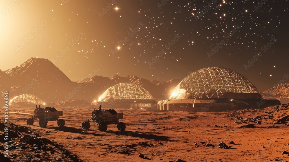 Obraz premium Mars Colony: A Futuristic Martian Settlement