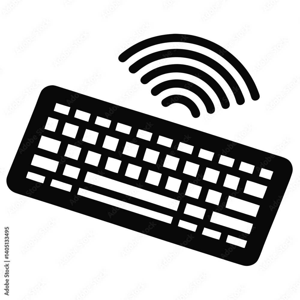 Wireless computer keyboard with blue keys for office work Wireless computer keyboard with blue keys for office work