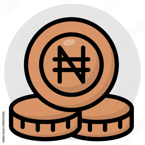 A flat design icon of nairas coins