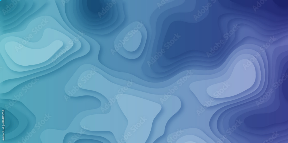 Fototapeta premium Abstract Papercut Layered Contour Mapping Design in Modern Gradient Style, 3D Paper Cut Art Inspired Wavy Landscape