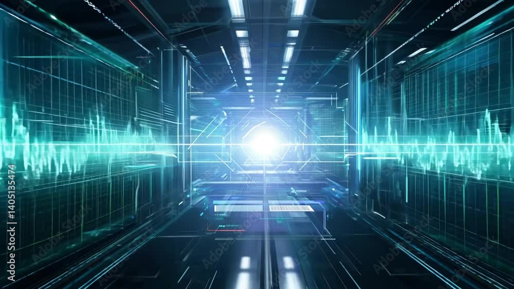 custom made wallpaper toronto digitalAbstract Futuristic Digital Tunnel with Bright Blue Light