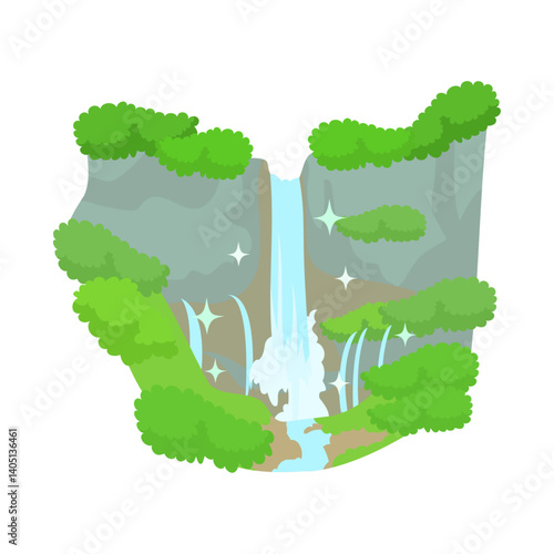 華厳の滝。フラットなベクターイラスト。 Kegon no taki falls. Flat vector illustration.