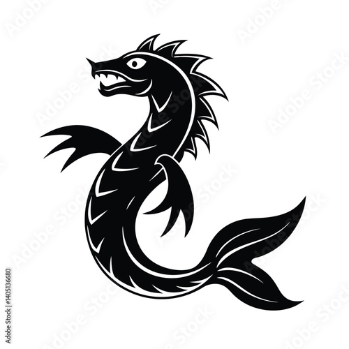 sea monster silhouette art vector