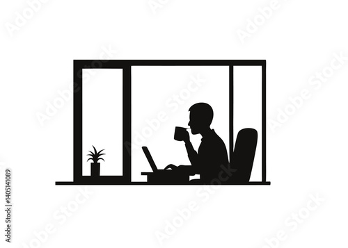 Person Drinking Coffee While Using Laptop