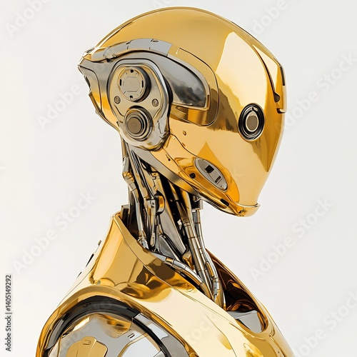 1:1 A golden futuristic robot with