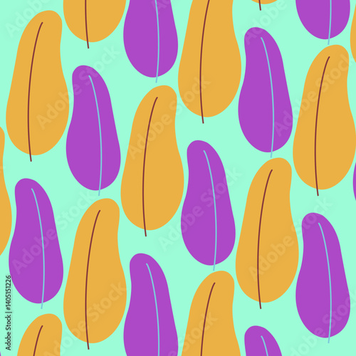 Seamless Orange Purple Tree Turquoise Background Pattern Vector: Nature-Inspired Design for Elegant Backgrounds