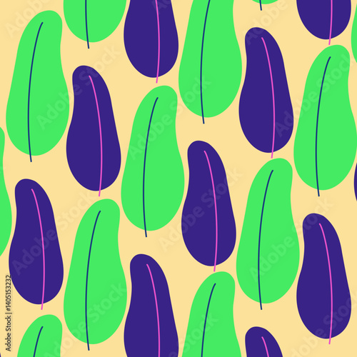 Seamless Green Blue Tree Soft Yellow Background Pattern Vector: Nature-Inspired Design for Elegant Backgrounds