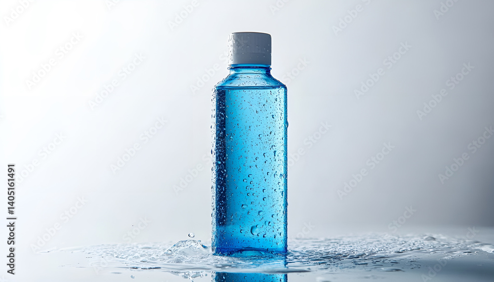 clean and modern product photo featuring a transparent bottle of purified water, for use in advertising, packaging design clean and modern product photo featuring a transparent bottle of purified water, for use in advertising, packaging design