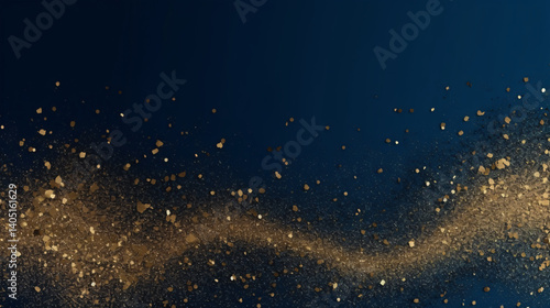 Brushed gold and matte glitter deep blue seamless background with wavy shapes and glowing royal celebration design.

