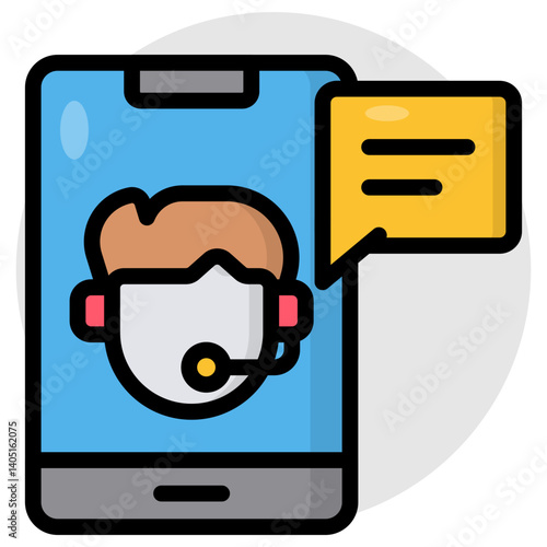 A colored design icon of mobile helpline  
