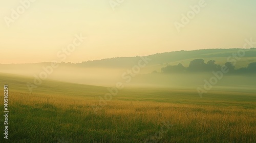 Serene misty morning landscape