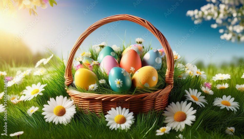 easter eggs in a basket easter eggs in a basket