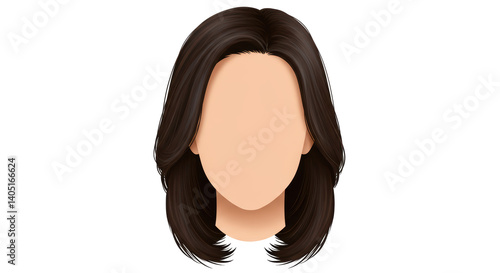 Foto Isolated Female Hair Style, Brunette Bob Cut