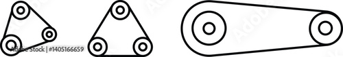 Timing belt icon set. Flat and line vector sign collection isolated on transparent background. Car engine belt, vehicle, auto, timing, automotive part symbol. Technical repair design system concept.