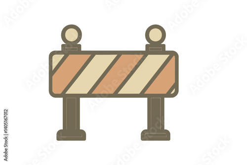 The icon for a work in progress barrier is shown in a flat style and features muted colors