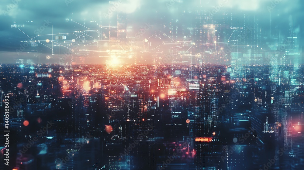 Double exposure of abstract digital world map hologram Double exposure of abstract digital world map hologram