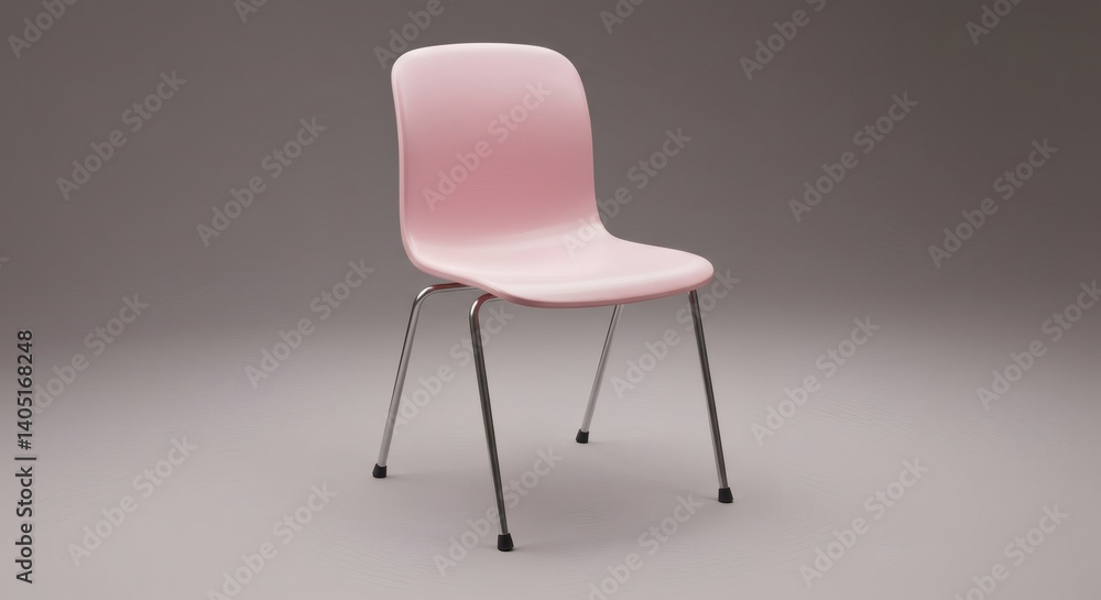 Obraz premium Pale Pink Chair Isolated, Modern Minimalist Design Furniture with Metal Legs