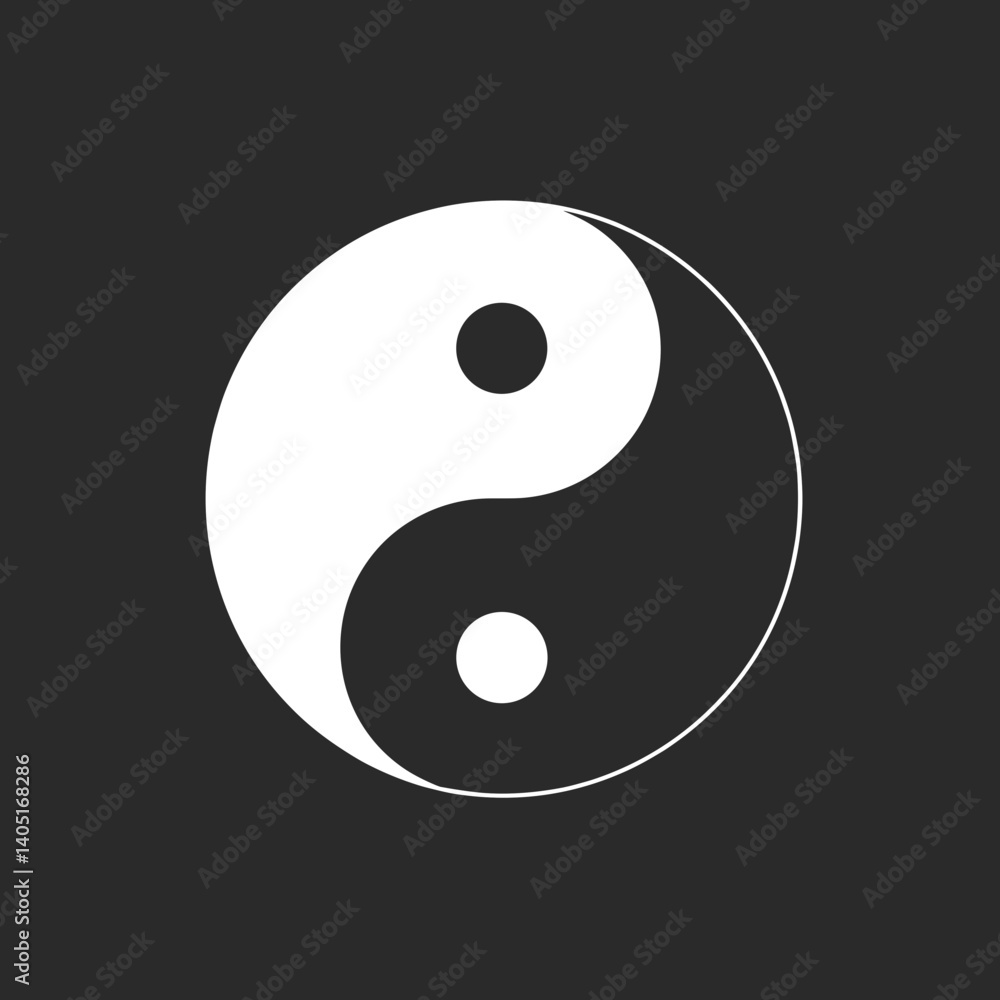 Yin Yang symbol in minimalist style on dark background Yin Yang symbol in minimalist style on dark background