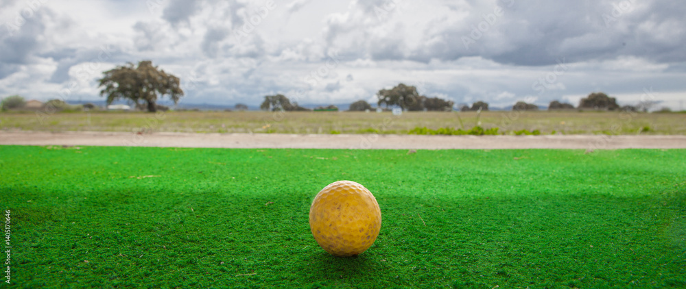 Golf beginners fairway for practicing swing and driving range