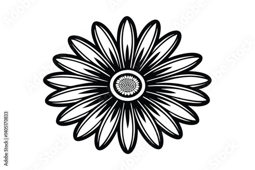 Daisy flower outline flat icon