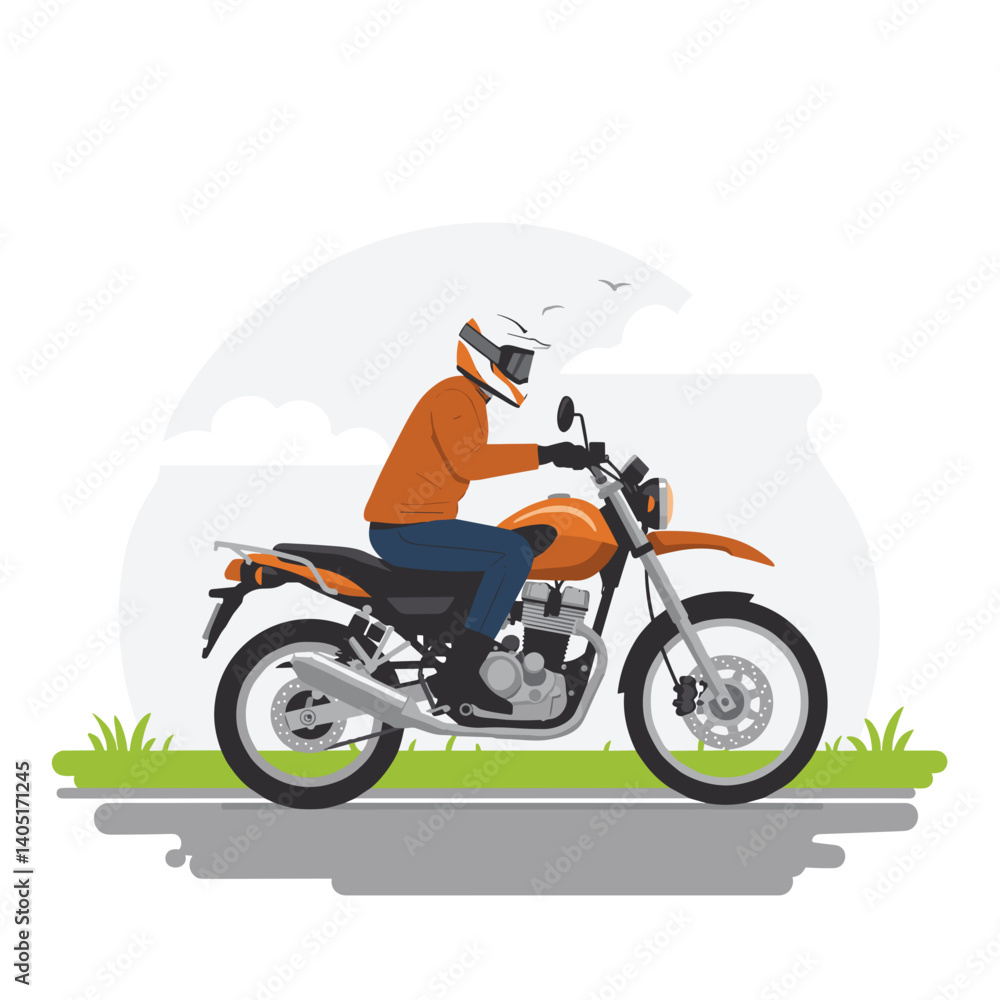 Obraz premium Motorcycle rider enjoying a ride on a sunny day