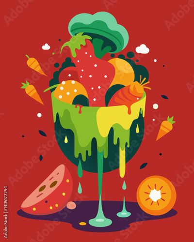 The putrid stench of food waste overwhelming the senses.. Vector illustration