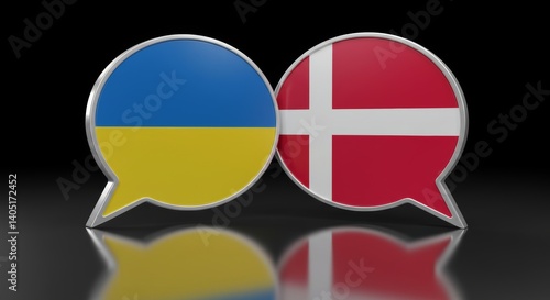 Ukraine and Denmark dialogue represented by overlapping speech bubbles flags Free Download Ukraine and Denmark dialogue represented by overlapping speech bubbles flags - GFXLoad