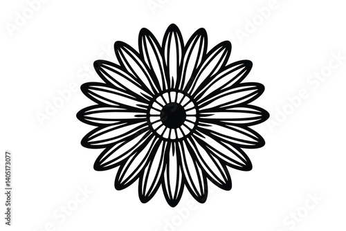 Daisy flower outline flat icon
