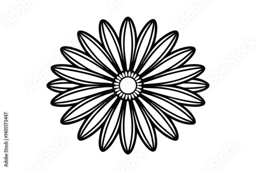 Daisy flower outline flat icon