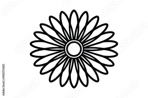 Daisy flower outline flat icon