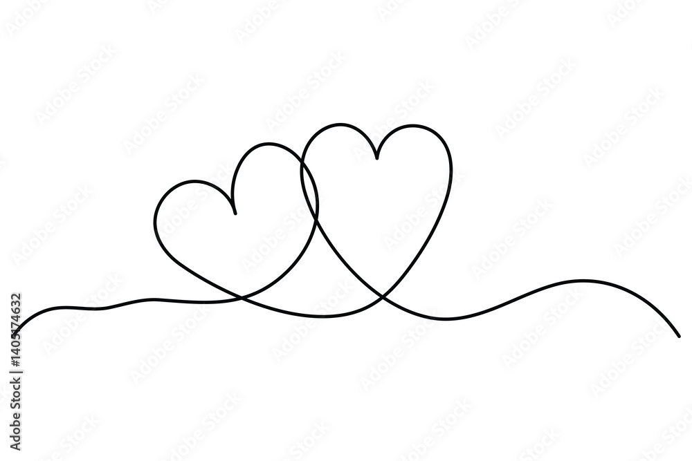 Fototapeta premium Heart continuous one line art drawing of heart hand drawn vector illustration 