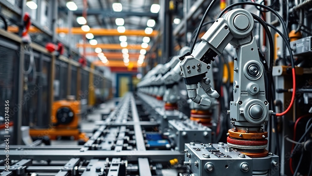 Fototapeta premium Automated Manufacturing Process on Modern Assembly Line