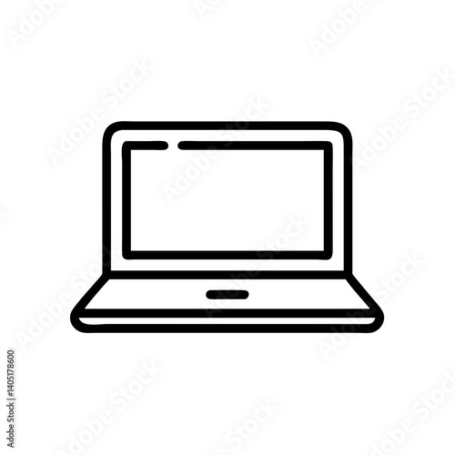 Minimalist laptop icon outline illustration on white background