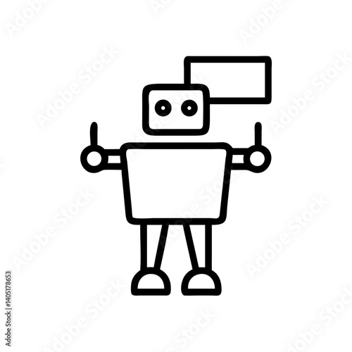 Minimalist line art of robot holding blank sign