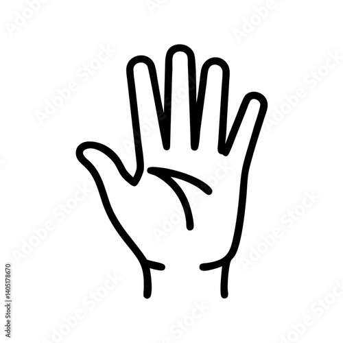 Line art palmistry graphic depicting outstretched hand with palm lines