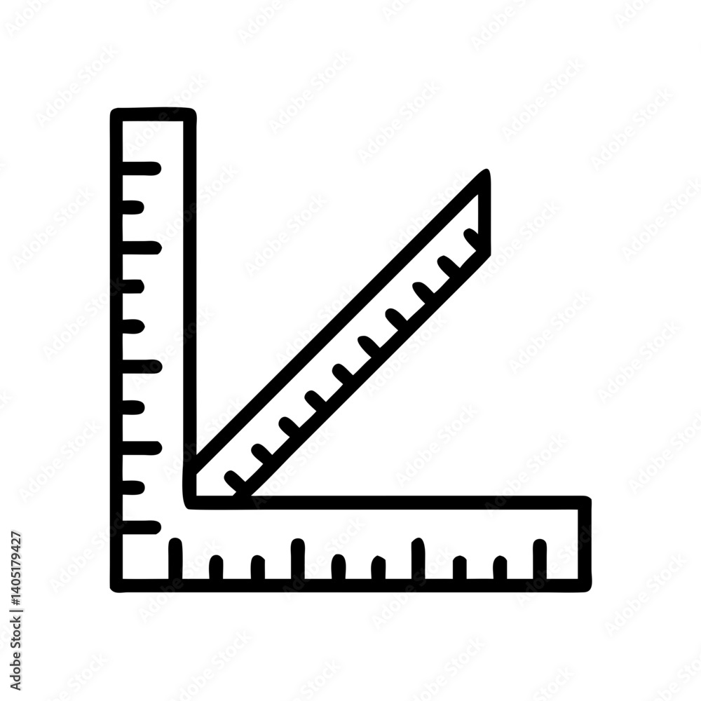 Right Angle Ruler with Markings Icon Design Right Angle Ruler with Markings Icon Design