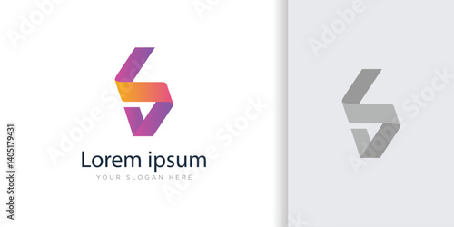 simple letter sv and vs color logo vector design 