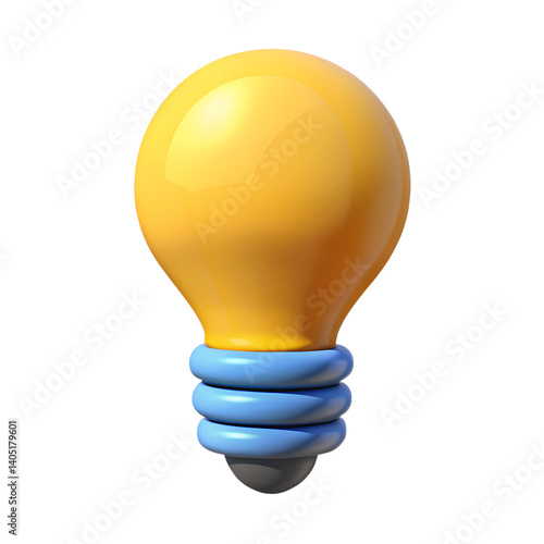 Light bulb light bulb idea icon concept top view on white background. 3d rendering