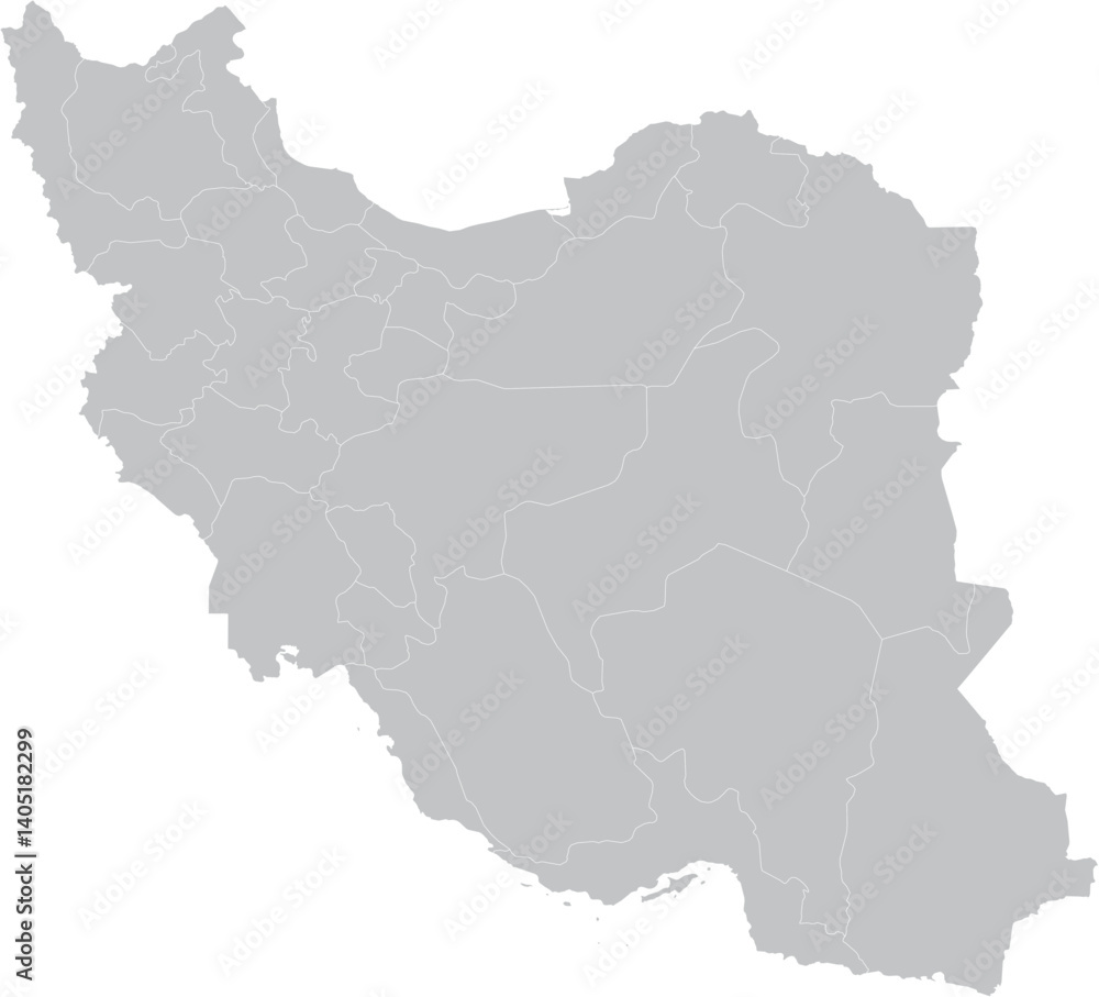 A vector EPS file depicting the outline of Iran with its administrative regions. The regions are filled in shades of gray, with borders defined by white lines. The minimalist design and transparent ba A vector EPS file depicting the outline of Iran with its administrative regions. The regions are filled in shades of gray, with borders defined by white lines. The minimalist design and transparent ba