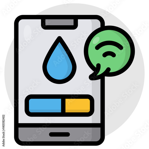 Conceptual flat design icon of mobile humidity 