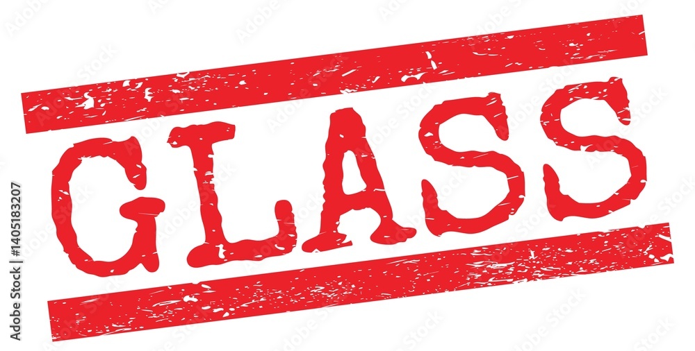 GLASS text on red lines stamp sign.