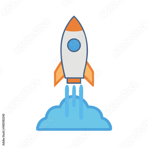Rocket Ship Launching Upright Icon Design